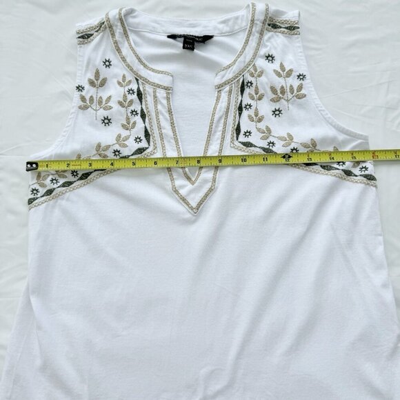 banana republic sleeveless top XXS Embroidered Design White Green And Beige - Picture 5 of 12